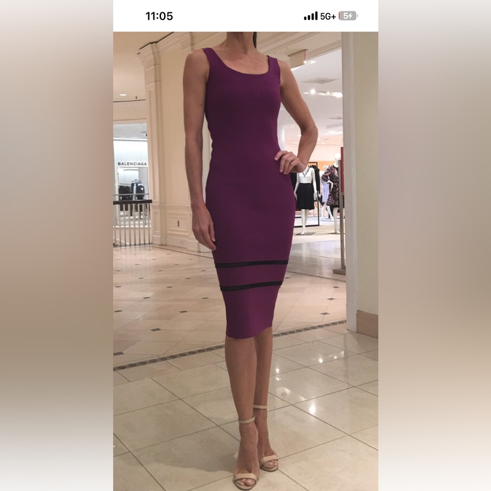 Victoria Beckham Purple Midi Dress